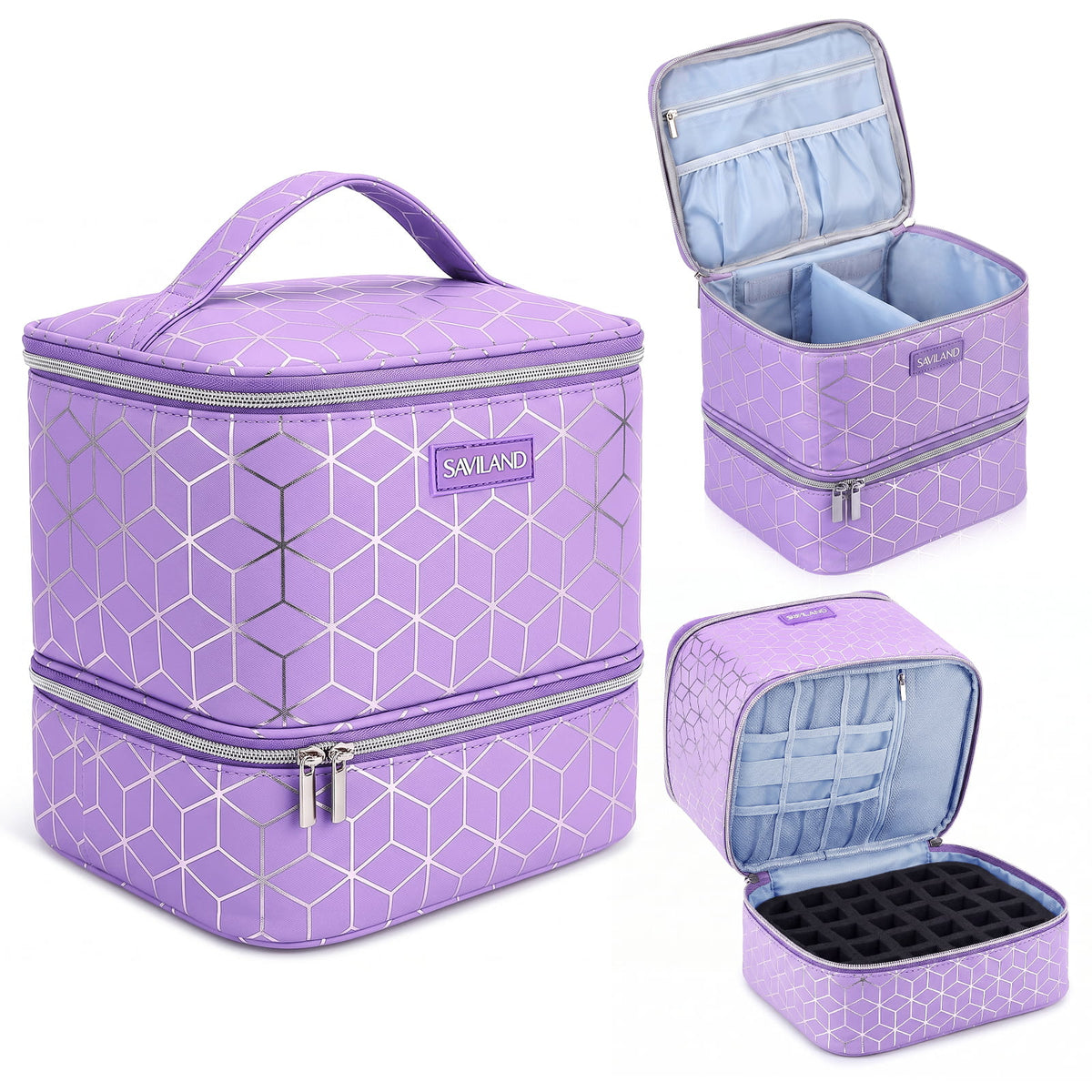 PU Leather Nail Polish Organizer Bag - Purple