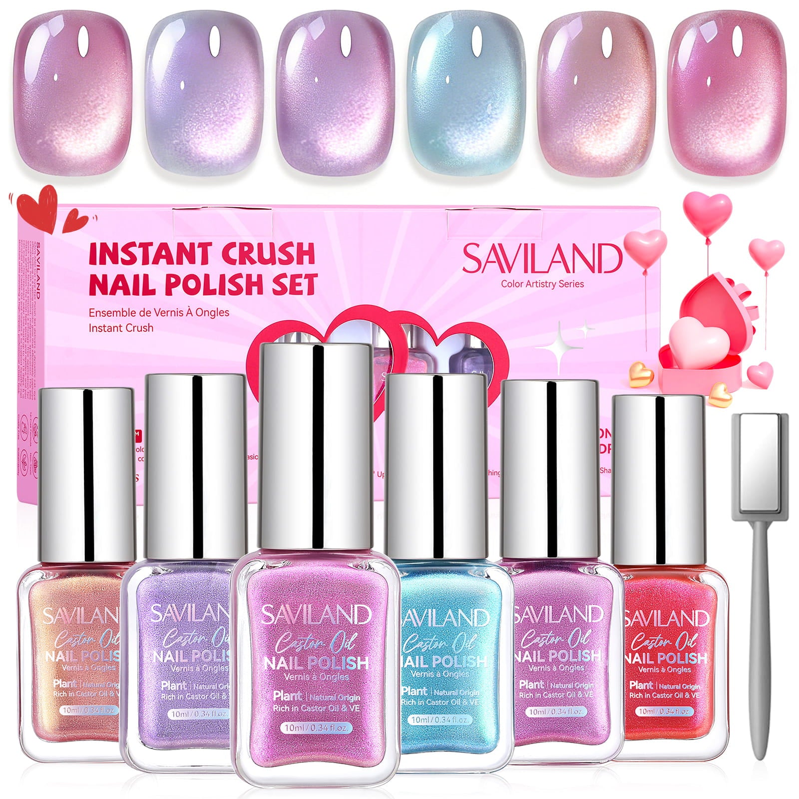 6-Color Romantic Cat Eye Nail Polish Set (Ships to US Only)