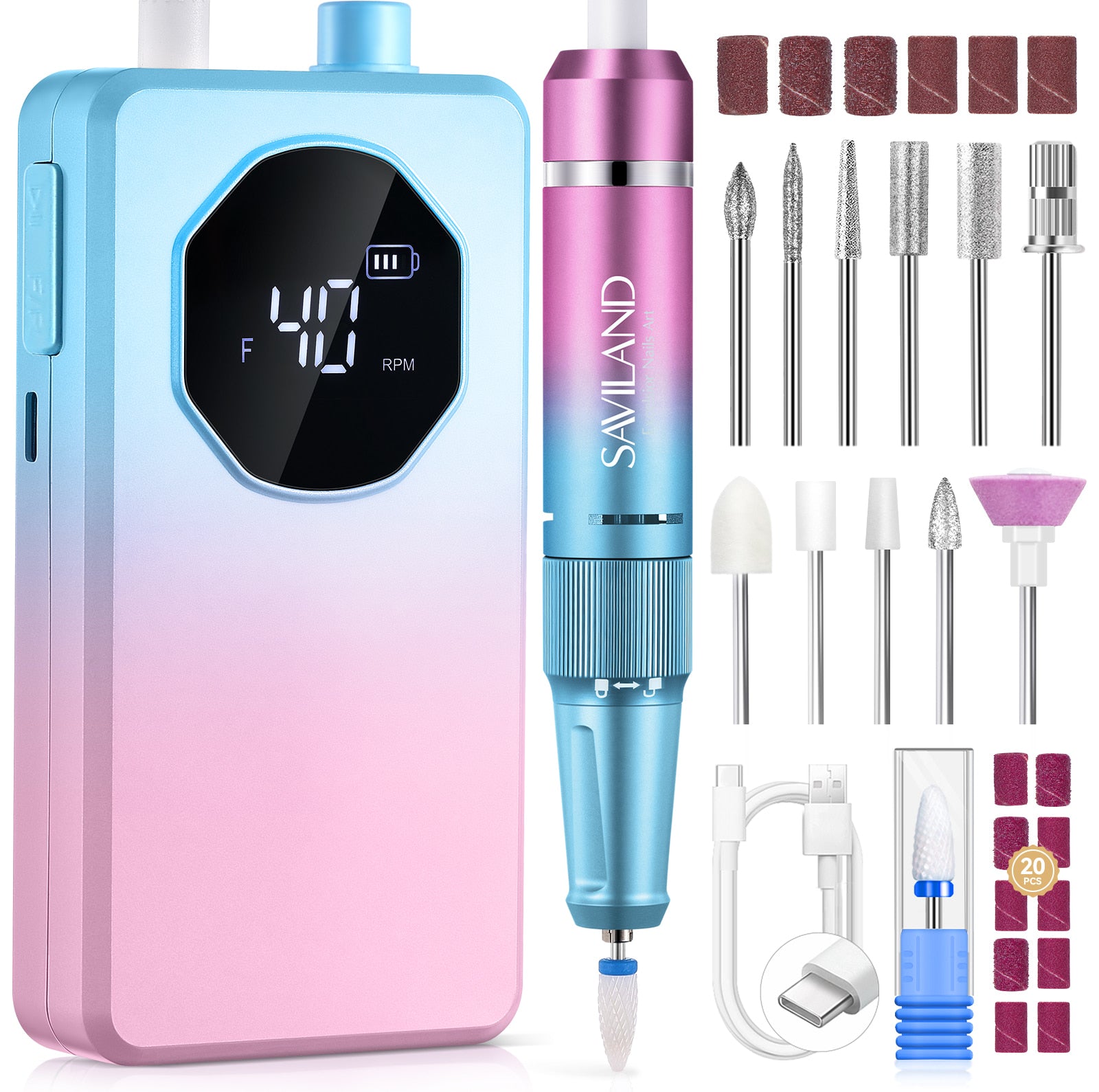 White 40000RPM Electric Nail Drill Machine for Salon Manicures (Ships to US Only)