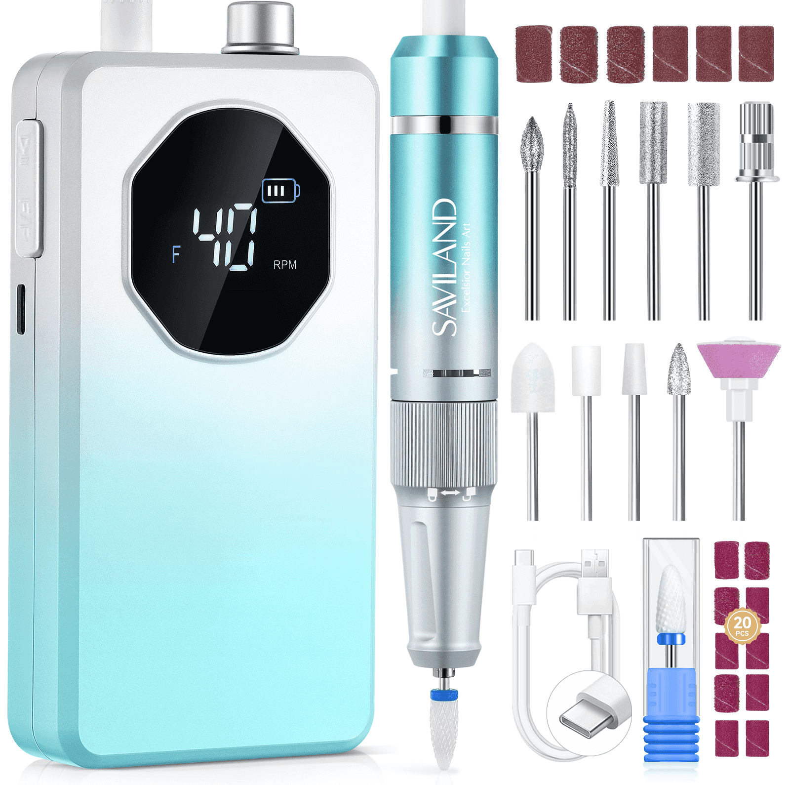 40000RPM Nail Drill for 30S Removal of Thick Acrylic Nails (Ships to US Only)