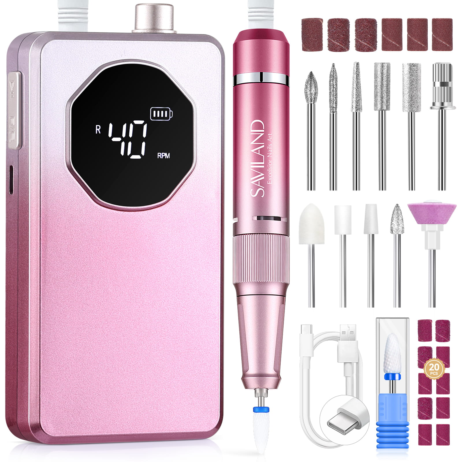 40000RPM Professional Nail Drill for 30S Fast Acrylic Removal