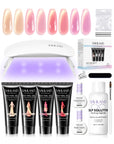4-Color Cat Eye Poly Gel Nail Kit with UV Lamp & Slip Solution