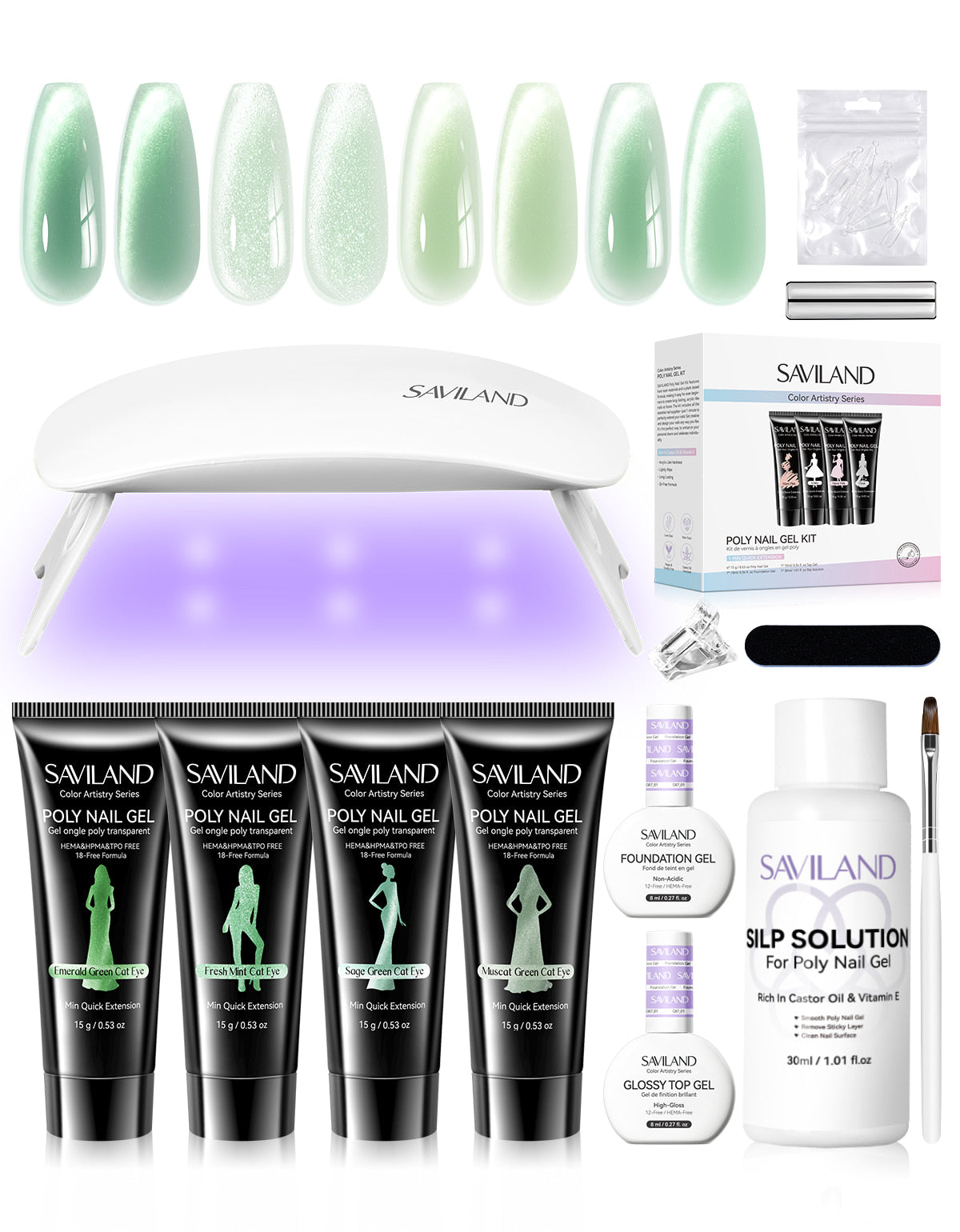 4-Color HEMA-Free Cat Eye Poly Gel Extension Kit
