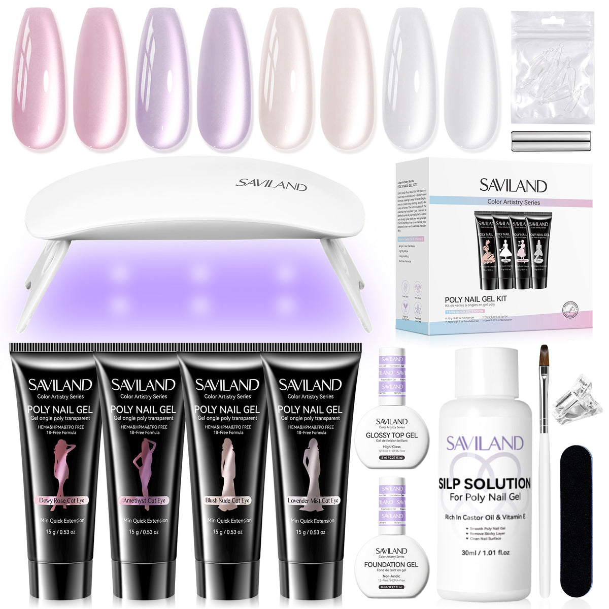 4-Color Pink Cat Eye Poly Gel Extension Kit (Ships to US Only)