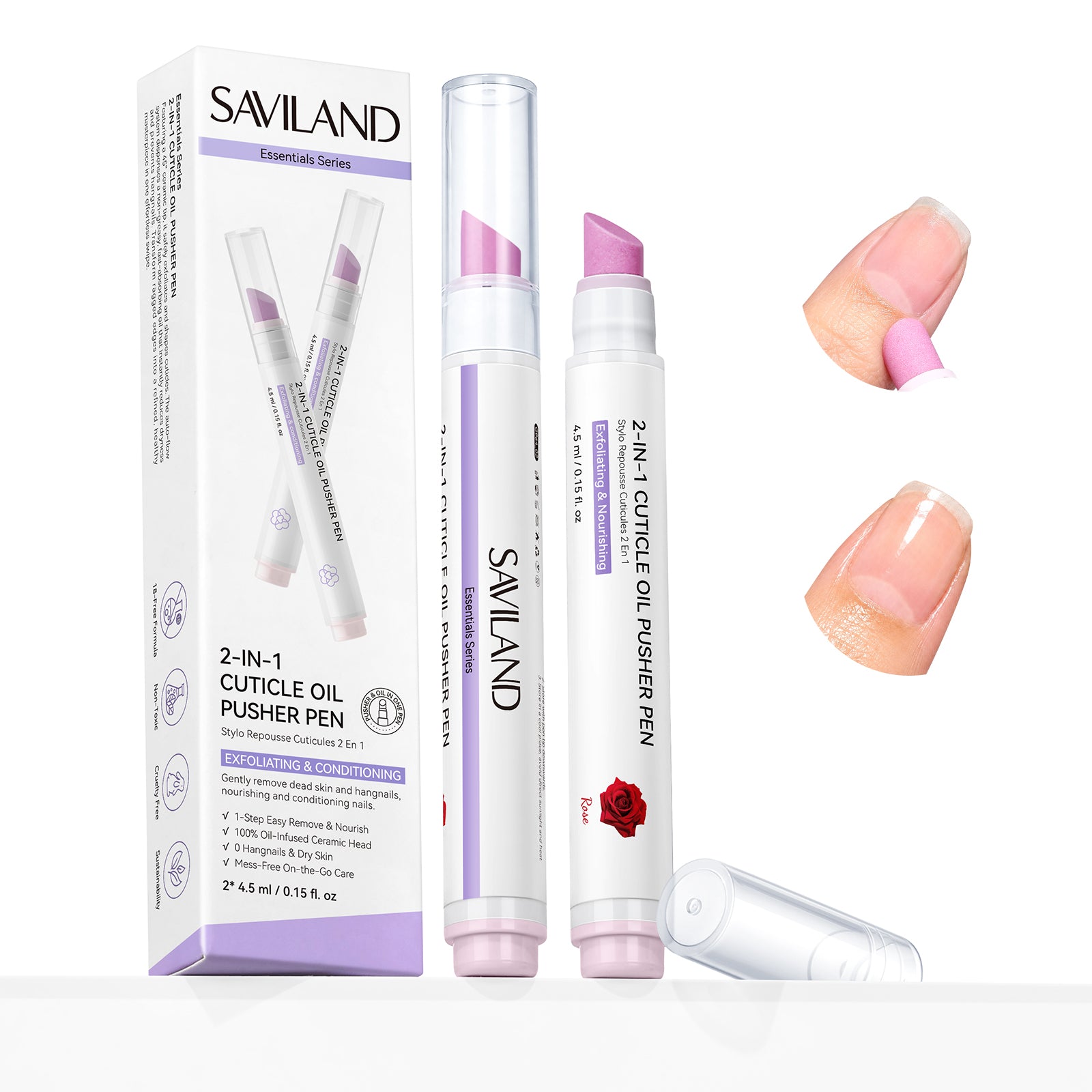 2PCS Cuticle Oil Pen & Ceramic Cuticle Remover for Healthy Nails