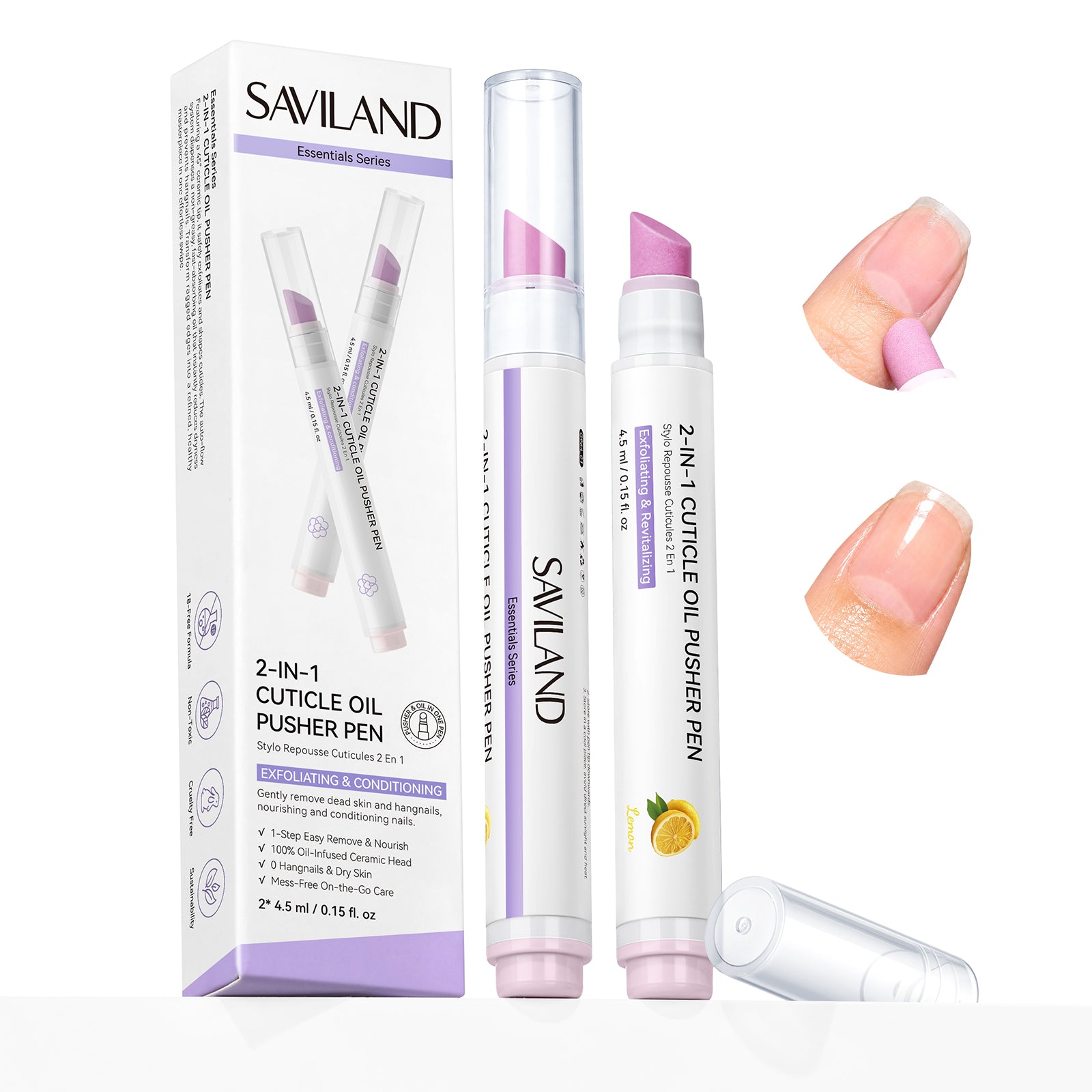 2PCS Cuticle Oil Pen & Ceramic Cuticle Remover for Healthy Nails