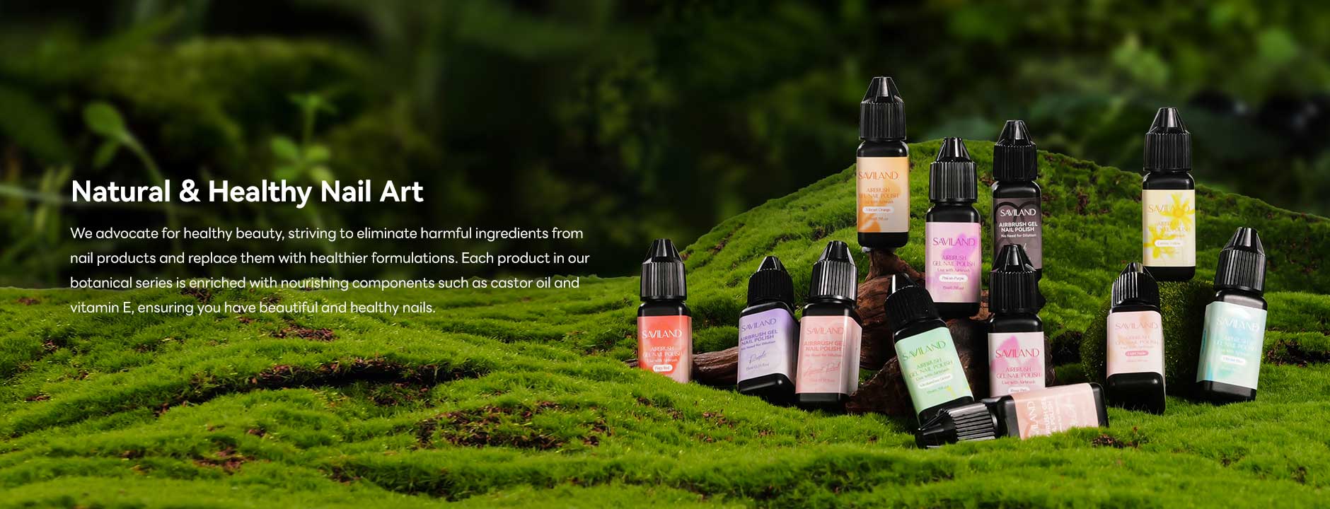 SAVILAND natural nail care collection featuring botanical ingredients for healthier nails and professional DIY nail art