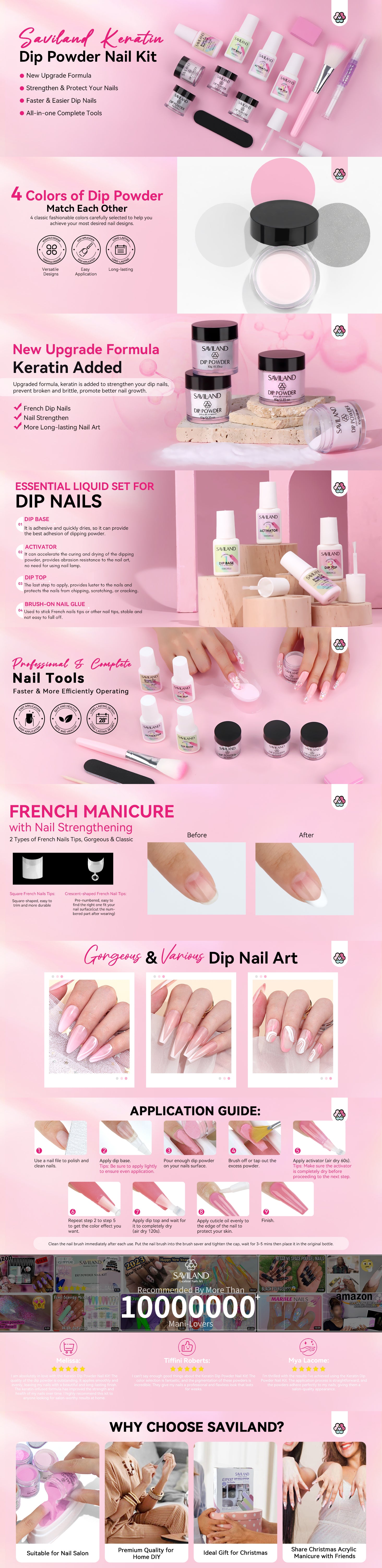 Keratin Dip Powder Nail Kit for Strong Healthy Nails