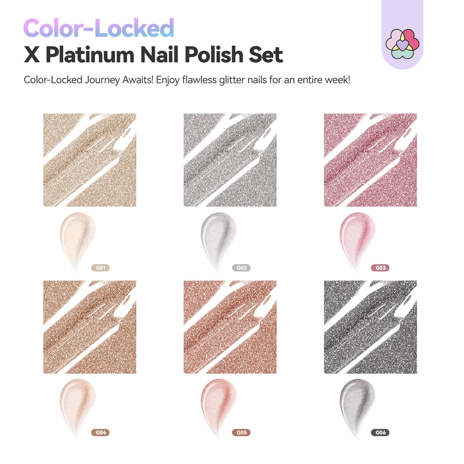 6-Color Holographic Glitter Nail Polish Set (Ships to US Only)