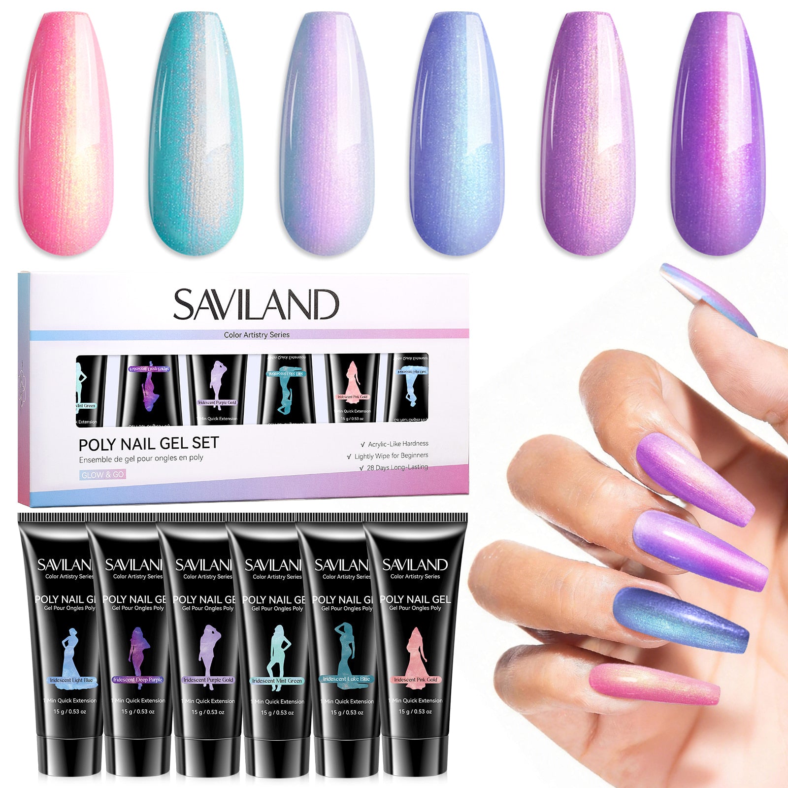 6-Color Fine Shimmer Poly Gel Kit (Ships to US Only)