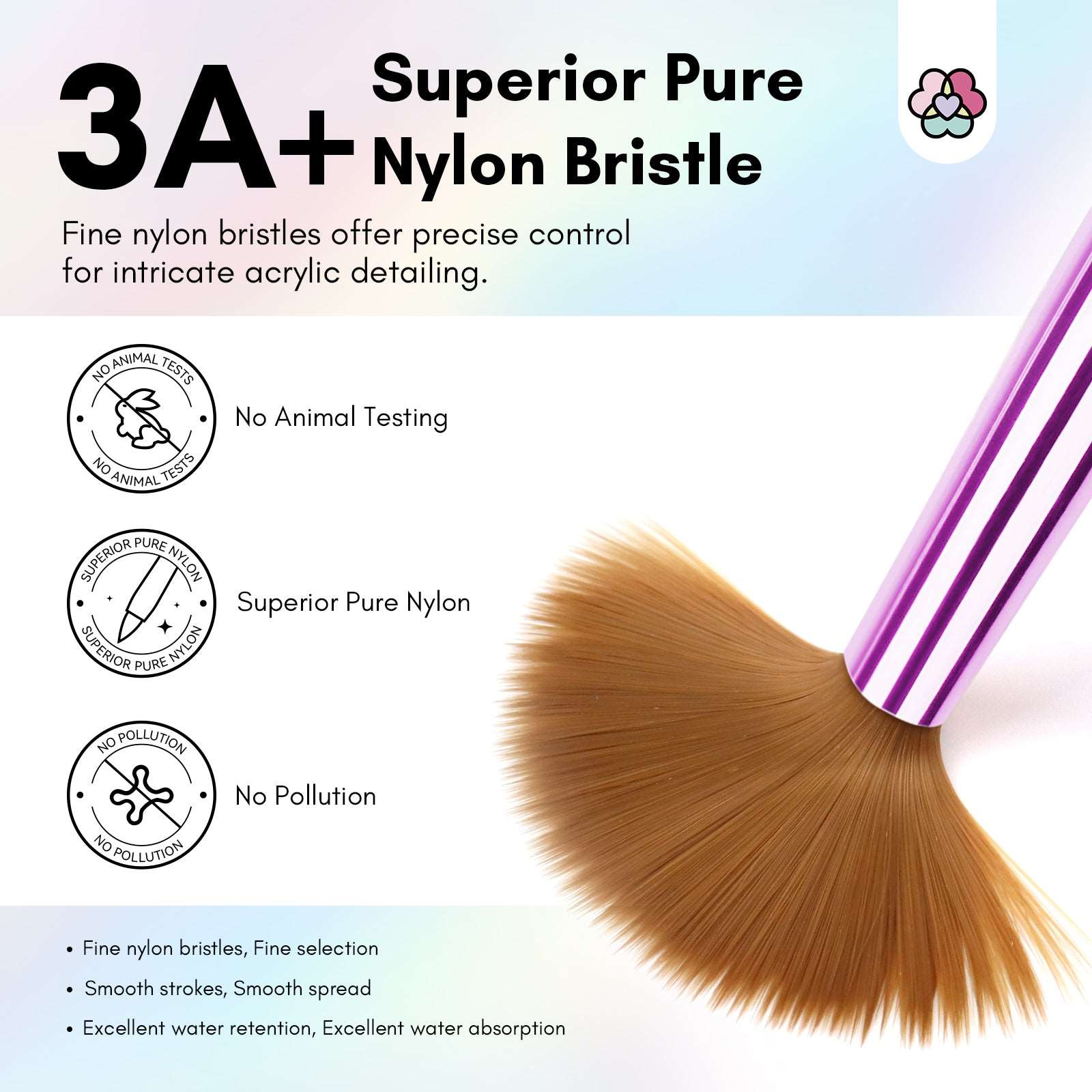 3pcs Acrylic Nail Brush Set, Size 8/10/14 Kolinsky Acrylic Nail Brushes