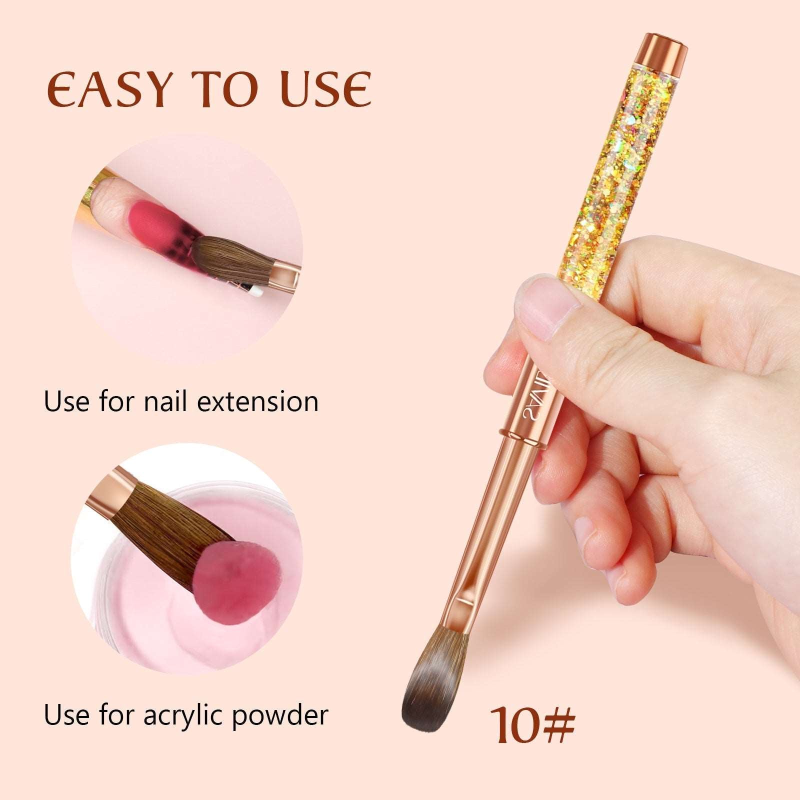 Size 10 Gold Kolinsky Acrylic Nail Brush