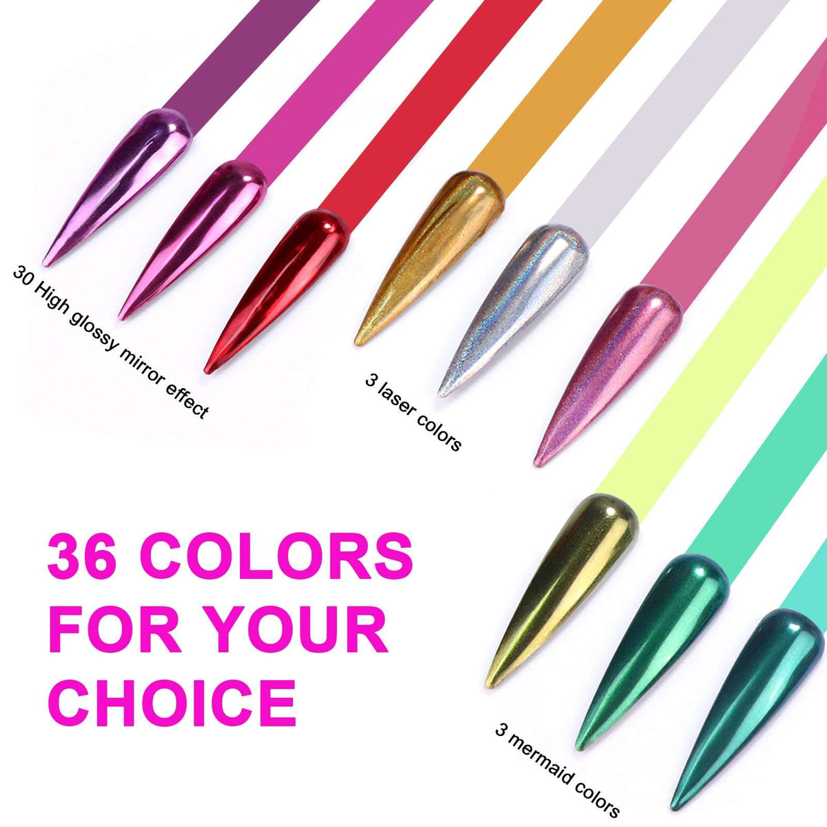36Pcs Mirror Chrome Nail Powder Set