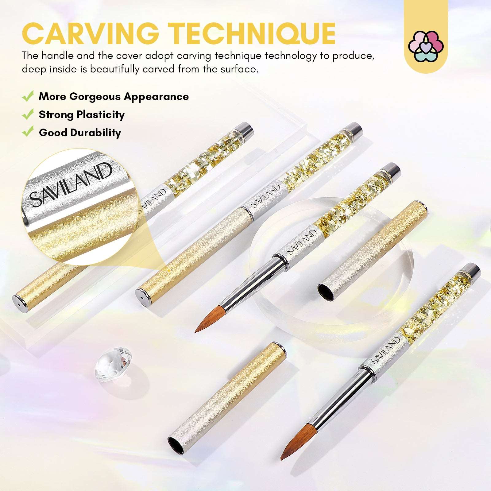 4PCS Acrylic Nail Brush - Acrylic Powder Nail Brush Kit