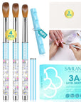 Acrylic Nail Brush Set-4PCS Serenity Blue Liquid Sand Crystal Handle 3A+ Superior Level Nail Brushes