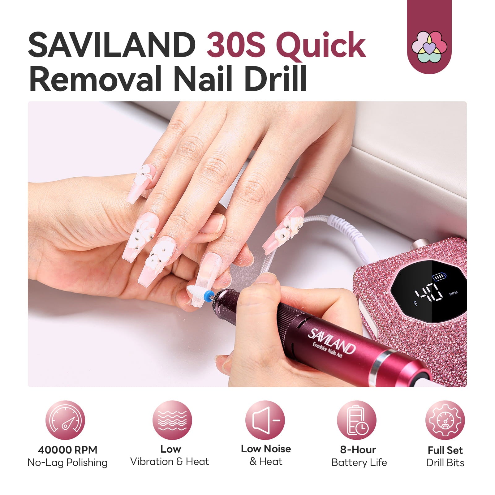 40000RPM Electric Nail Drill for 30S Fast Acrylic Removal