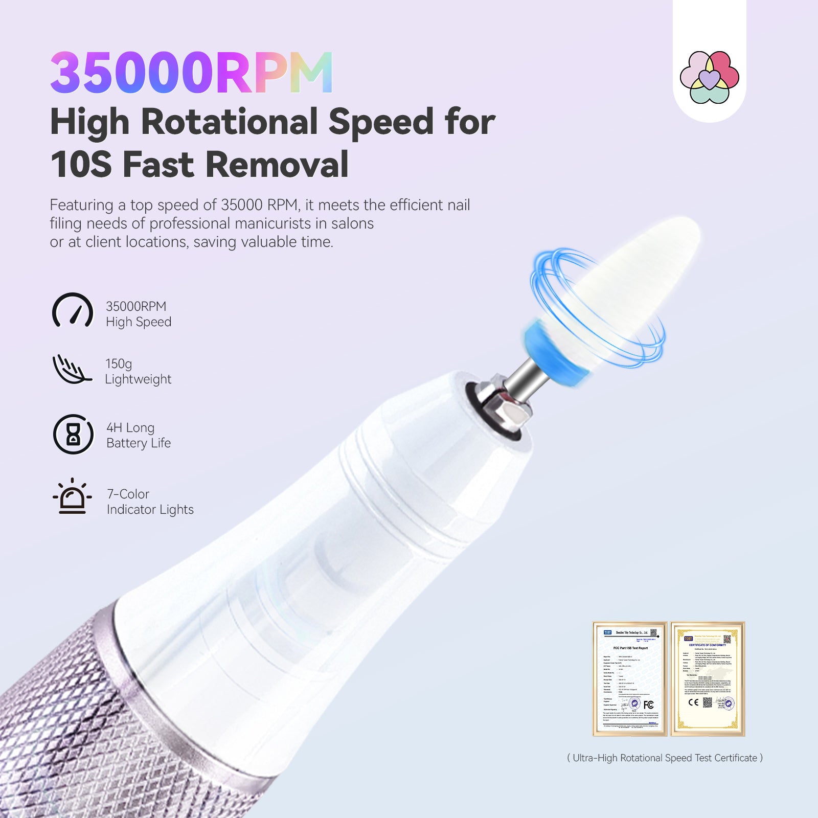 35000RPM Cordless Nail Drill with LED Display