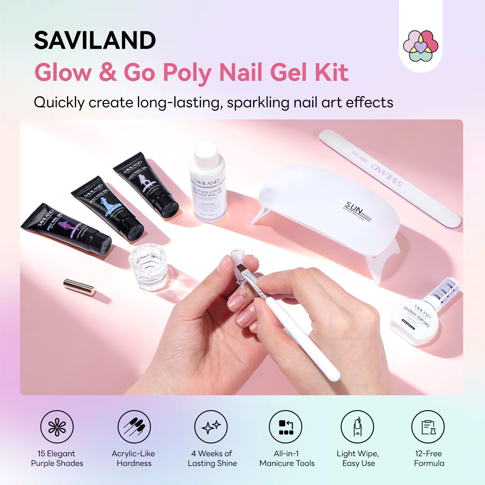 15-Color Purple Duochrome Poly Gel Kit (Ships to US Only)
