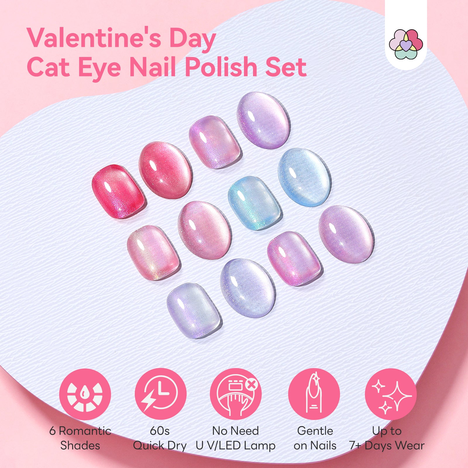 6-Color Romantic Cat Eye Nail Polish Set (Ships to US Only)