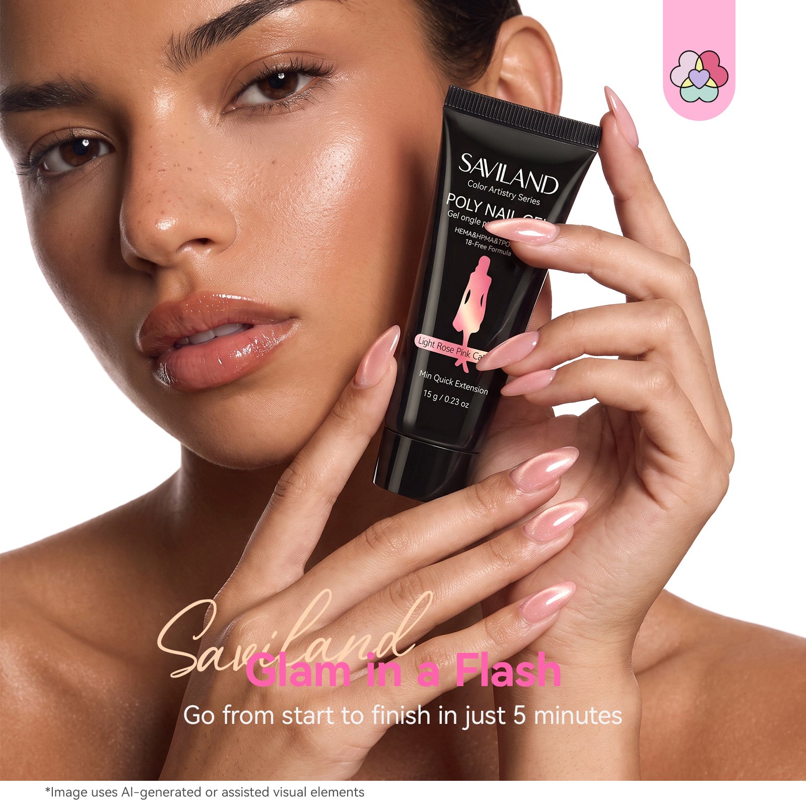 4-Color Cat Eye Poly Gel Nail Kit with UV Lamp &amp; Slip Solution