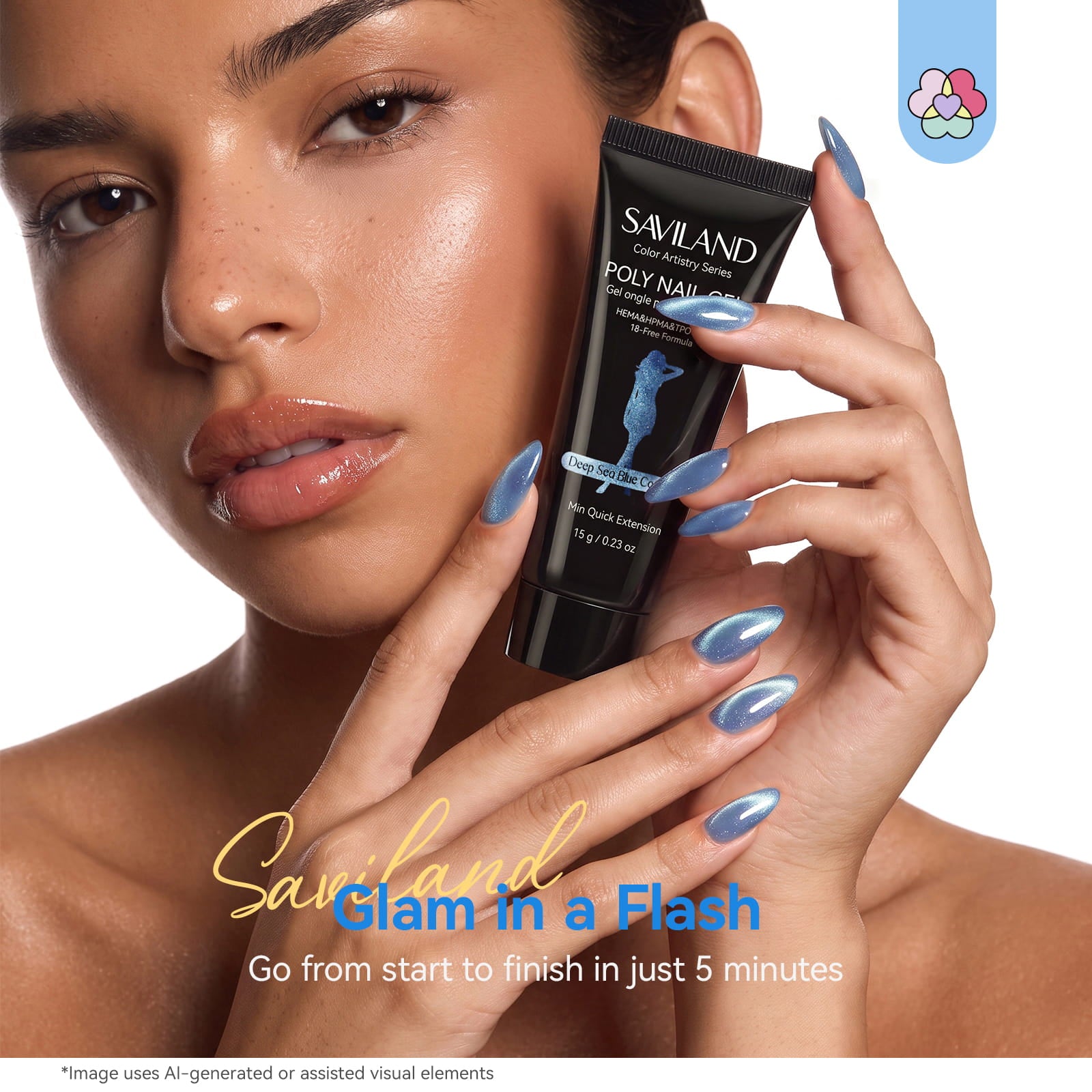 Cat Eye Poly Gel Kit with UV Lamp, Dual Forms &amp; Nail Brush