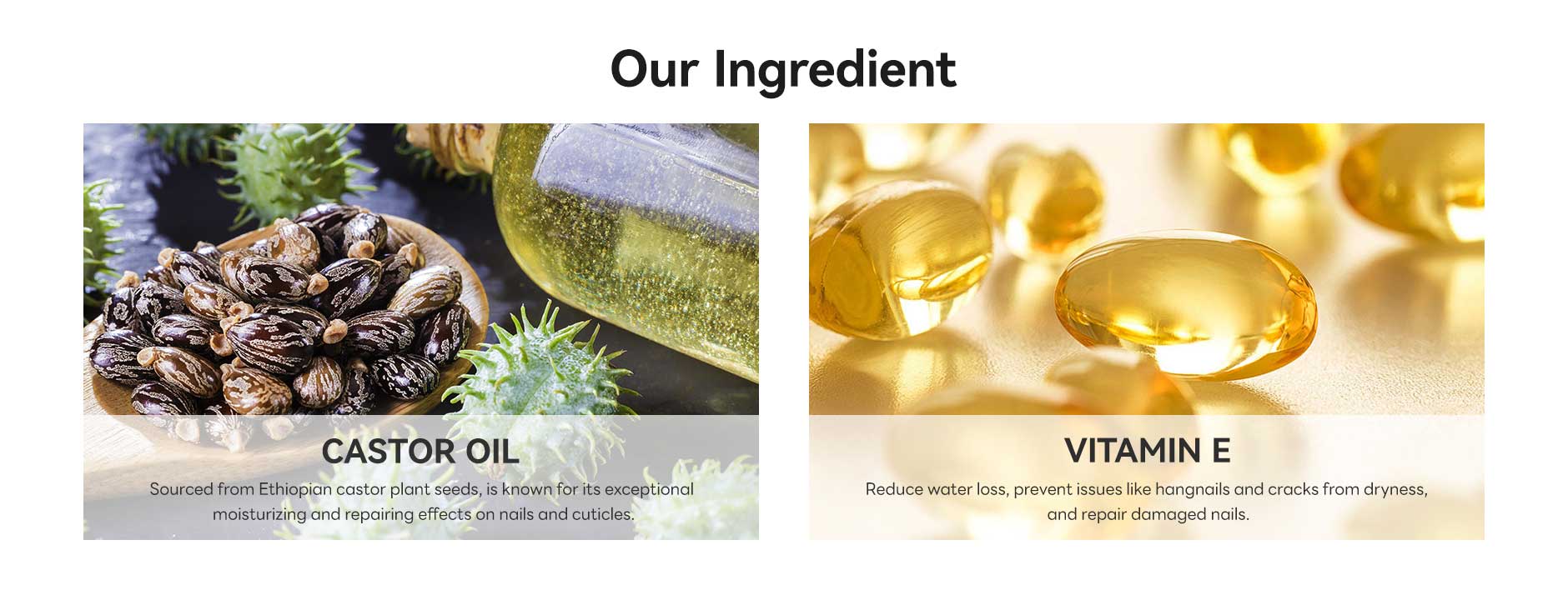 SAVILAND natural nail care ingredients including castor oil and vitamin E for stronger healthier nails and cuticles