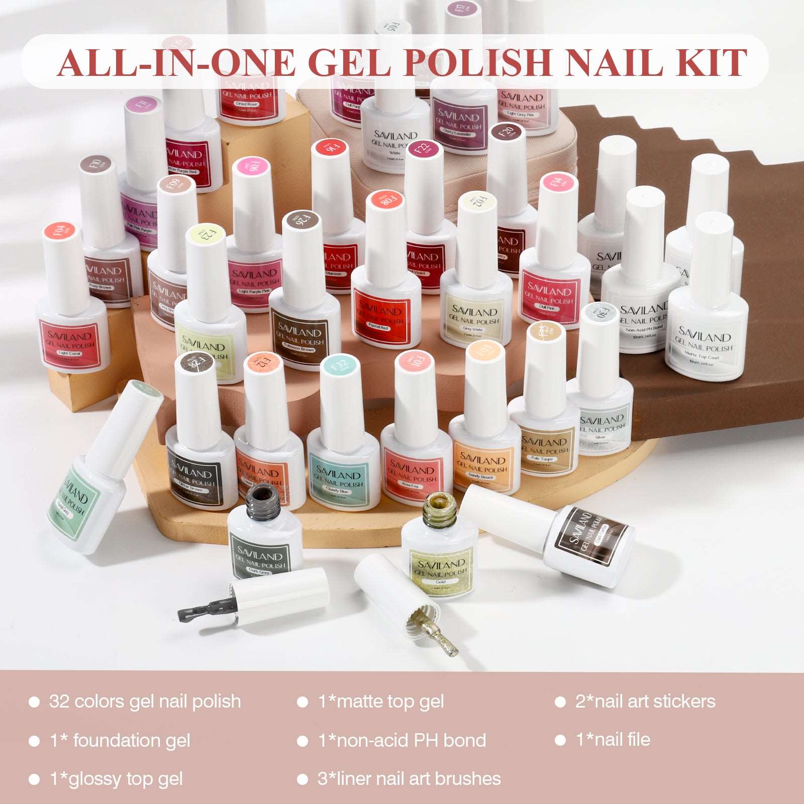 [US ONLY]42PCS - 32 Fall Colors Red Glitter Gel Polish Set