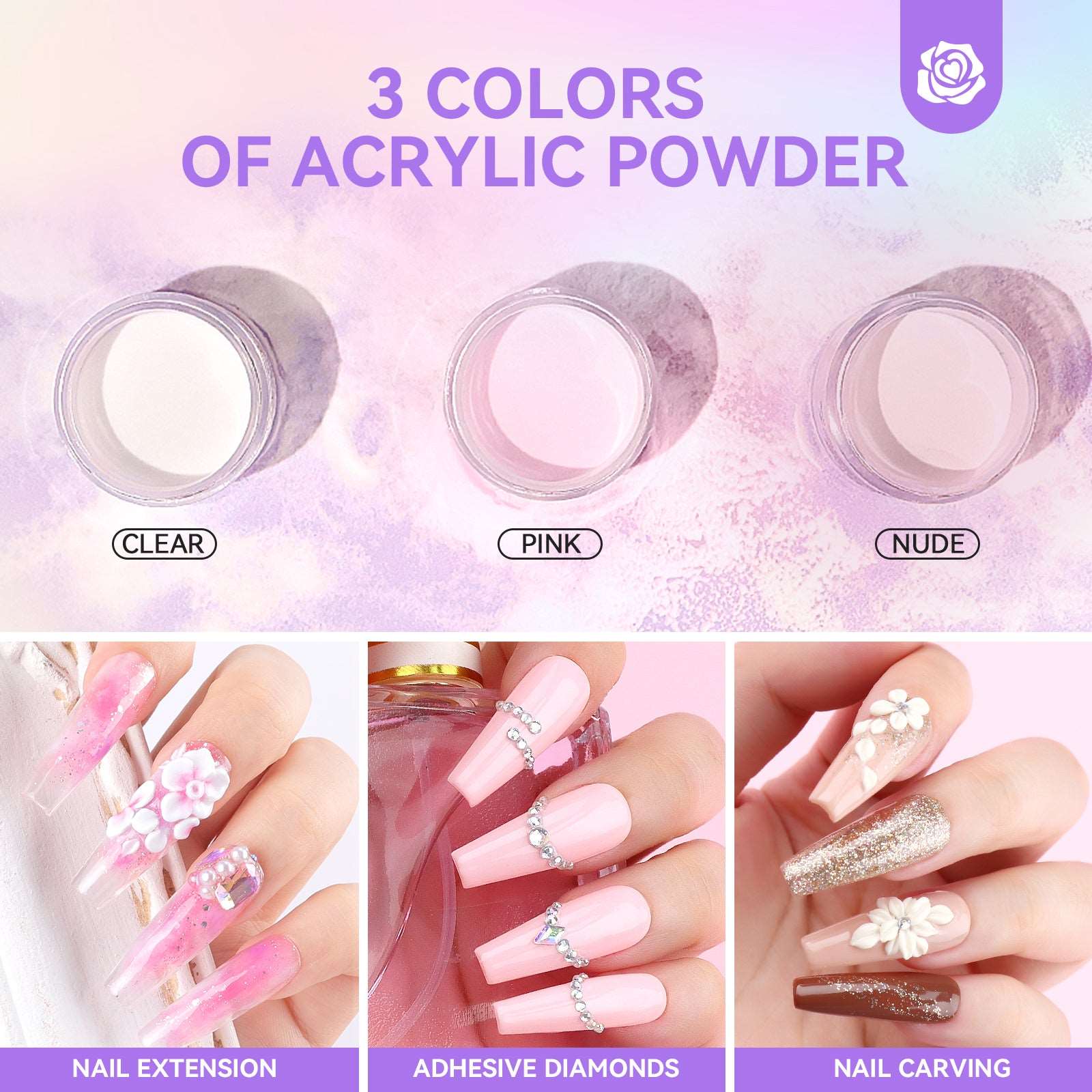 Acrylic Powder and Liquid Set-Clear Pink Nude Acrylic Nail Kit