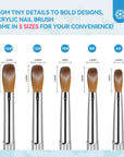 Acrylic Nail Brush Set - 5pcs Size 4/8/10/12/16