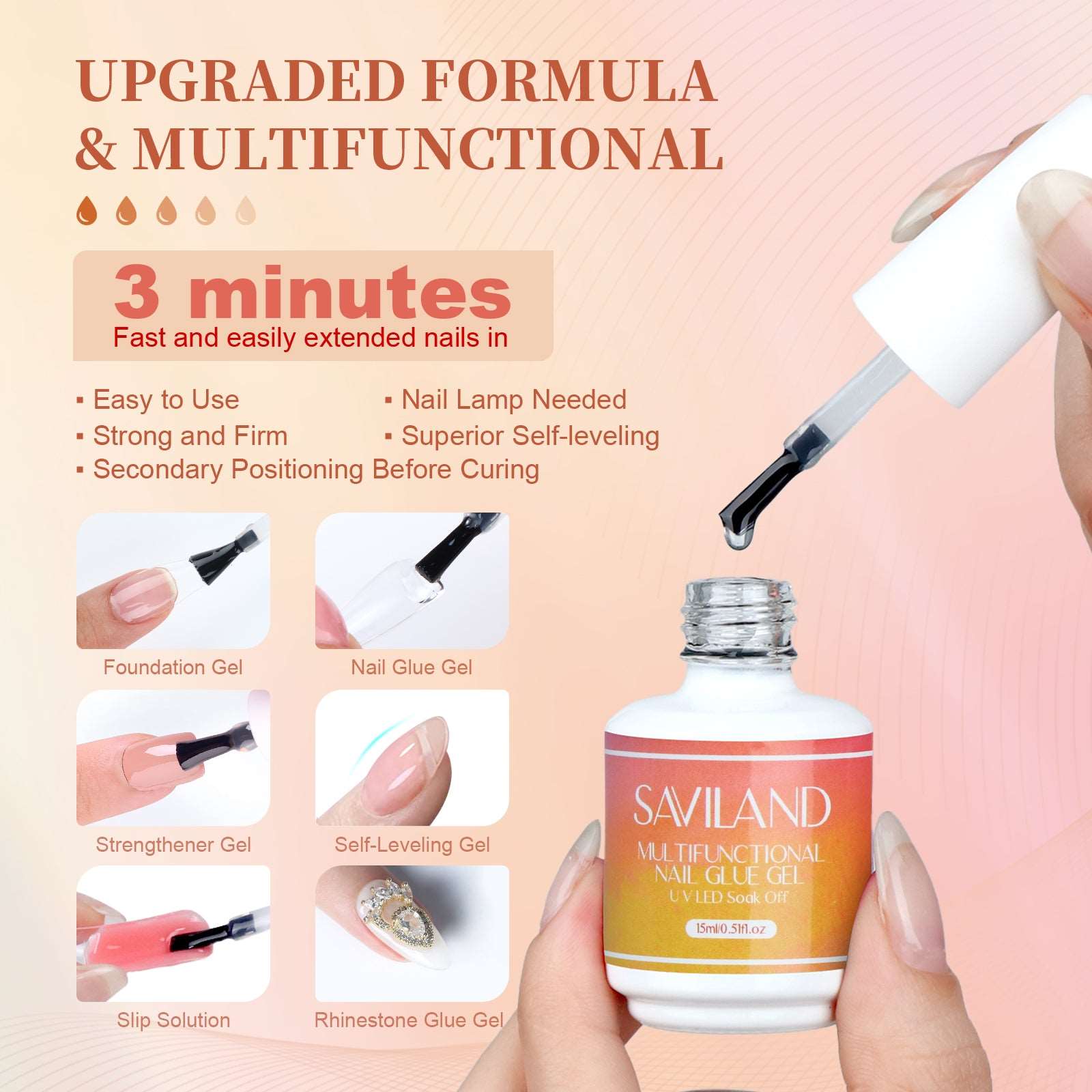 Gel Nail Glue with Nail Dehydrator and Non-acid PH Bond Nail Tools Gel Nail Kit