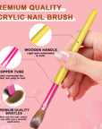 7PCS Rainbow Colorful Acrylic Nail Brush Set - Size 6/8/10/12/14/16/18