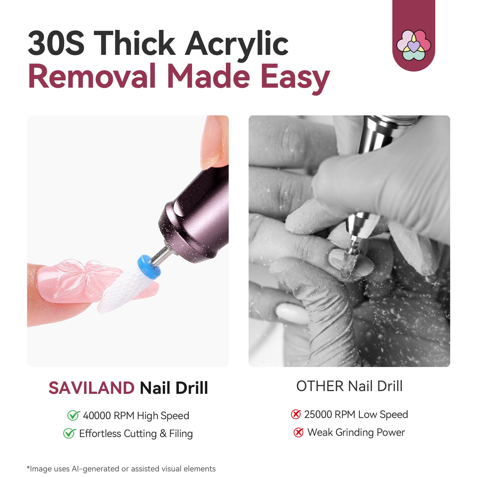 40000RPM Electric Nail Drill for 30S Fast Acrylic Removal