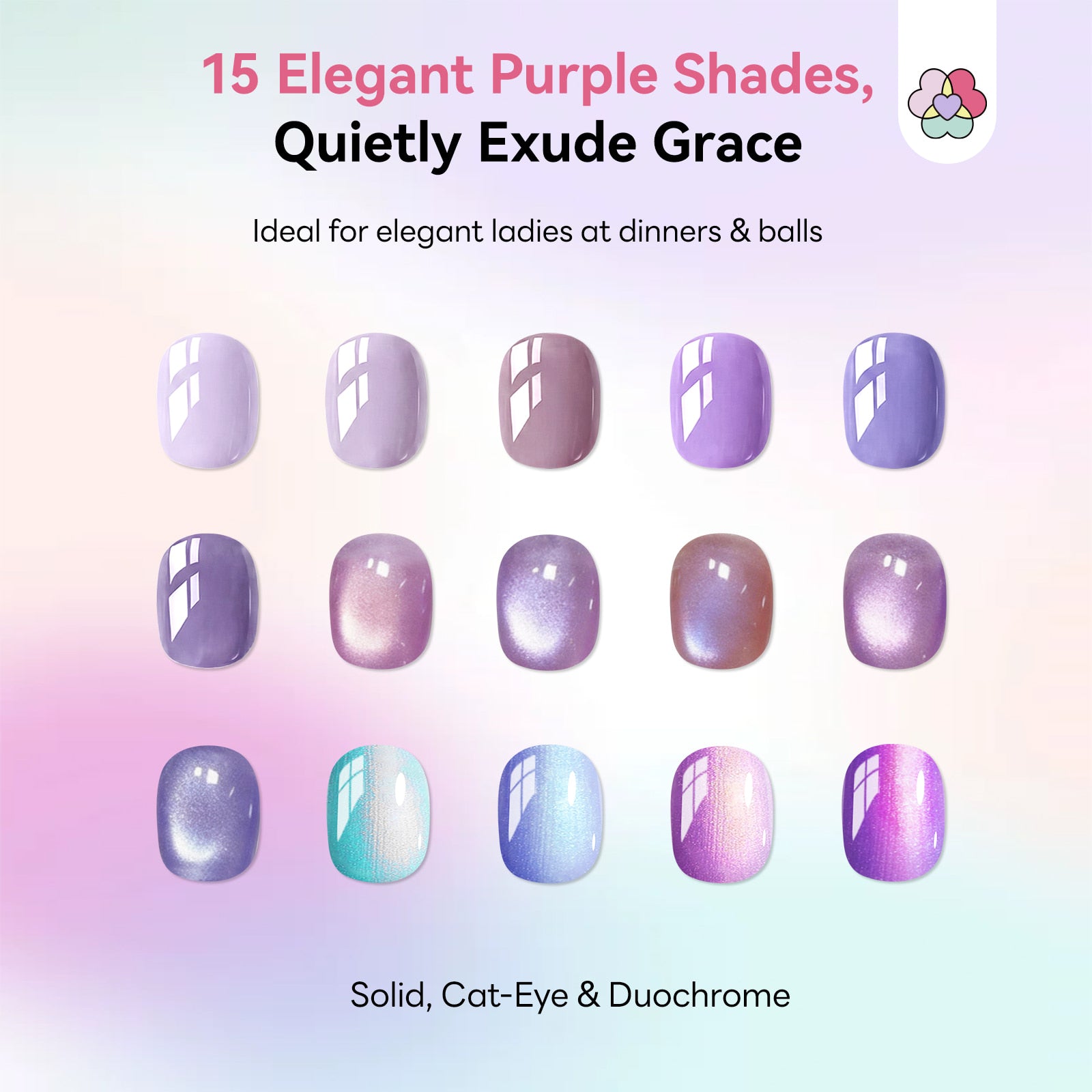 15-Color Purple Duochrome Poly Gel Kit (Ships to US Only)