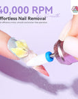 40000RPM Electric Nail Drill for Acrylic Nails, Low Noise Purple (Ships to US Only)