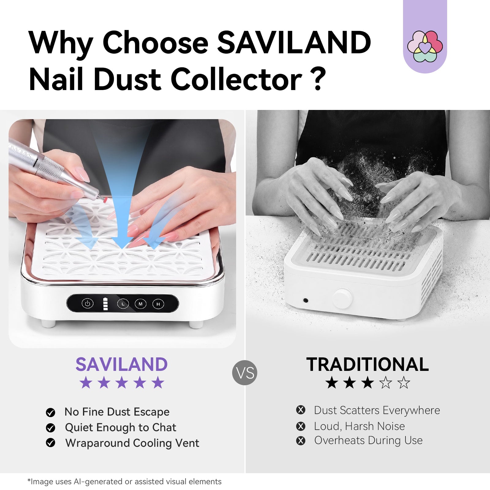 48W Nail Dust Collector with 3 Speeds | SAVILAND