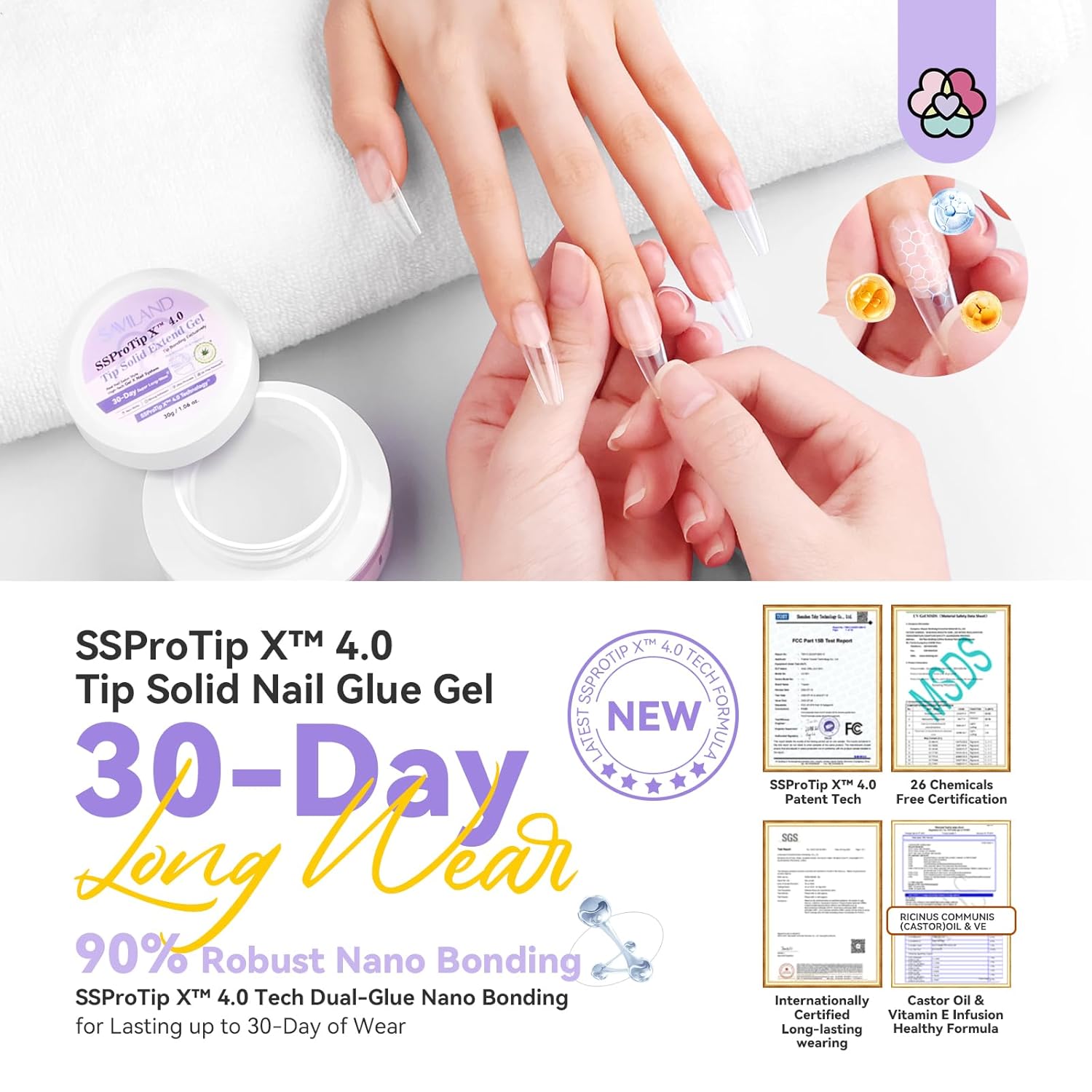 Saviland SSProTip X? 4.0 30g Solid Nail Glue Gel