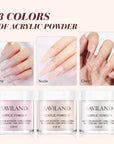 3 colors of acrylic powder