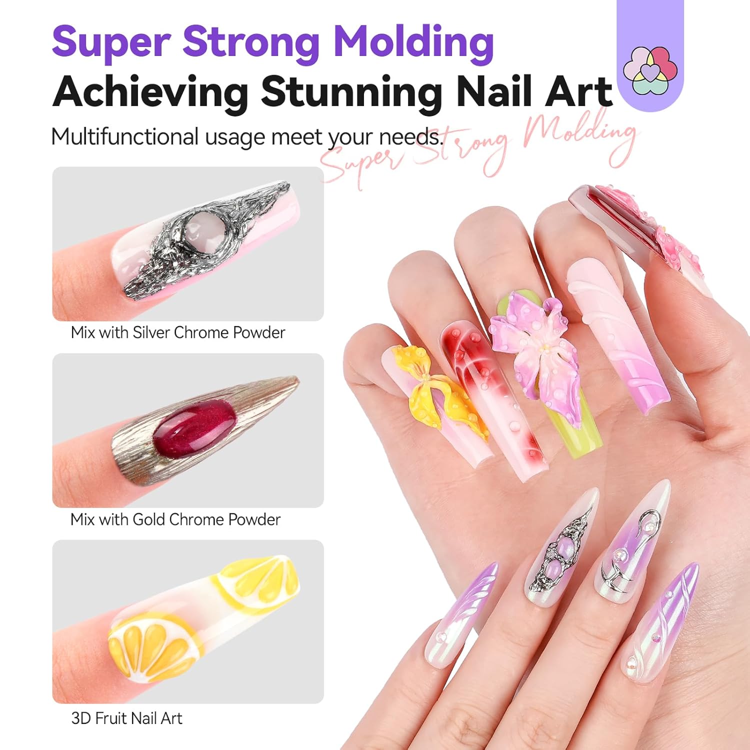 2PCS Clear 3D Sculpting Gel Set for Nail Art