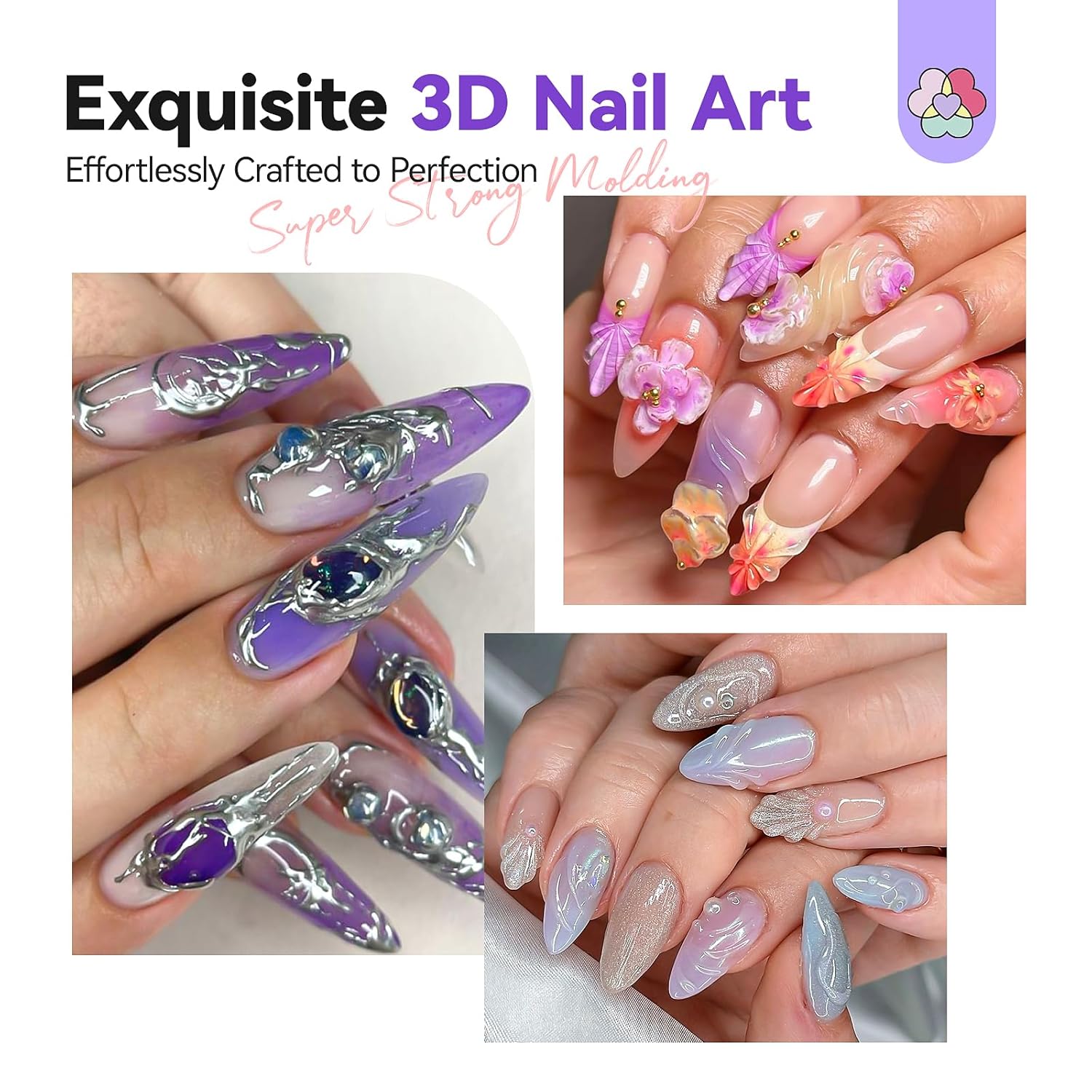 2PCS Clear 3D Sculpting Gel Set for Nail Art