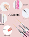 6PCS Rose Gold Art Nail Liner Brushes Set