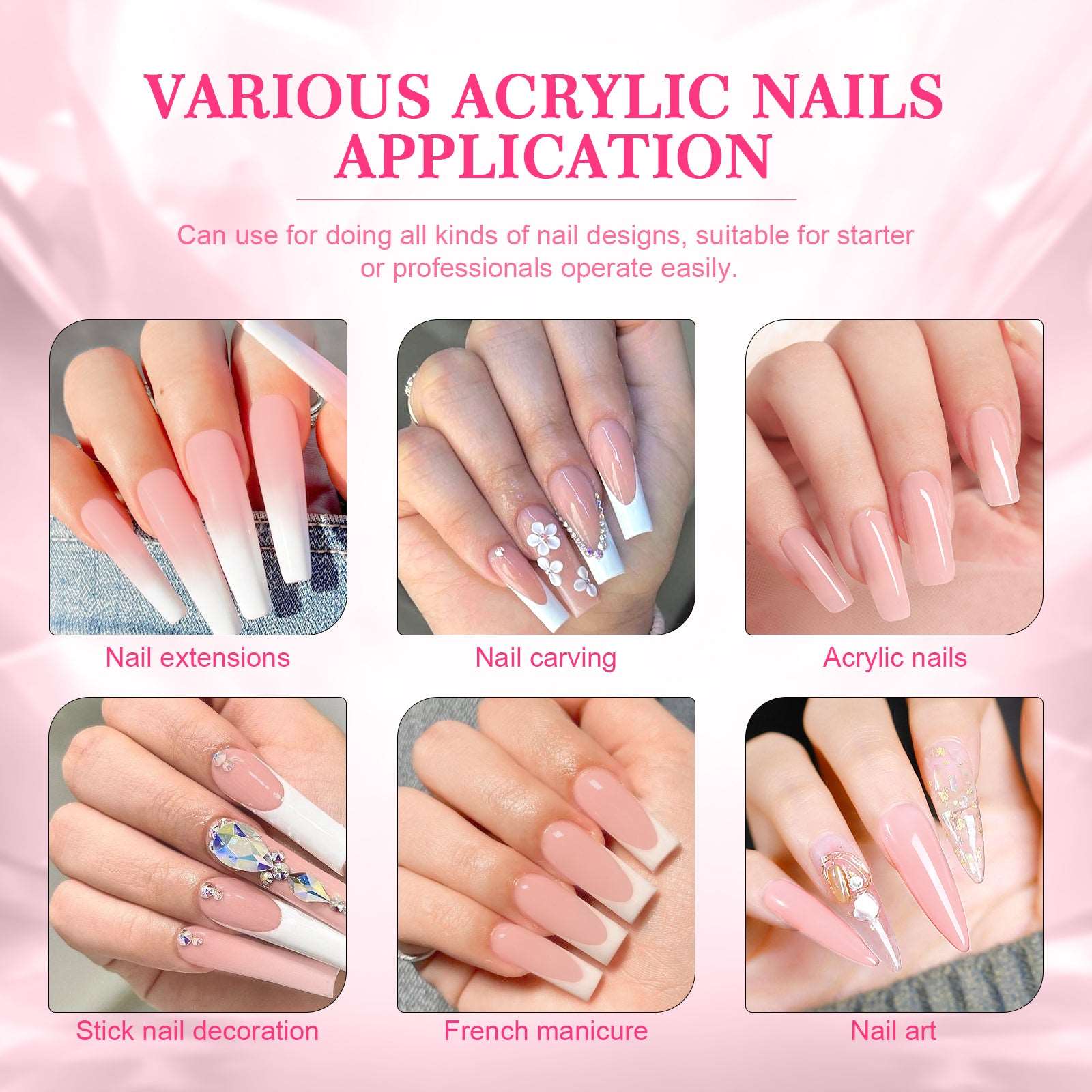 1pcs 150g Pink Acrylic Powder - 5.29OZ