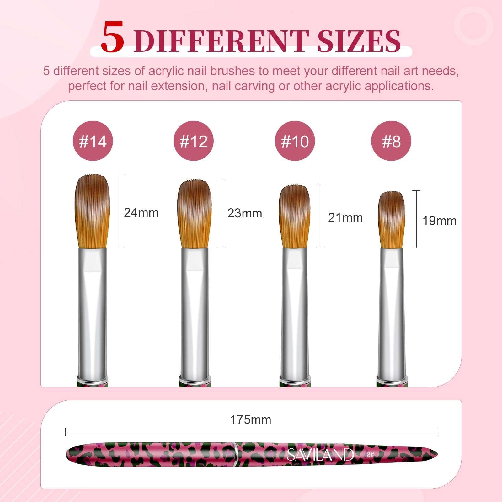4PCS Acrylic Nail Brush Size 8/10/12/14