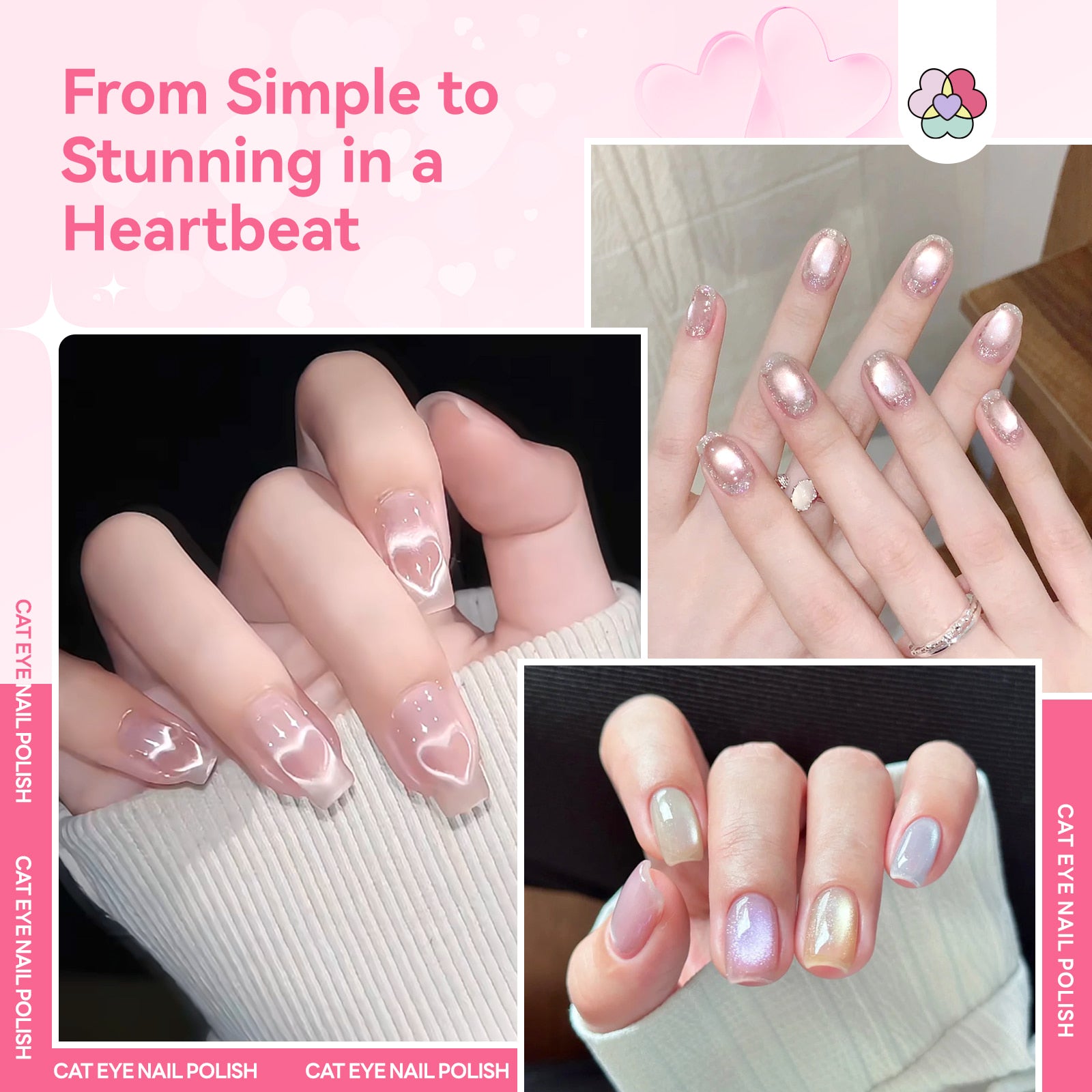 6-Color Romantic Cat Eye Nail Polish Set (Ships to US Only)