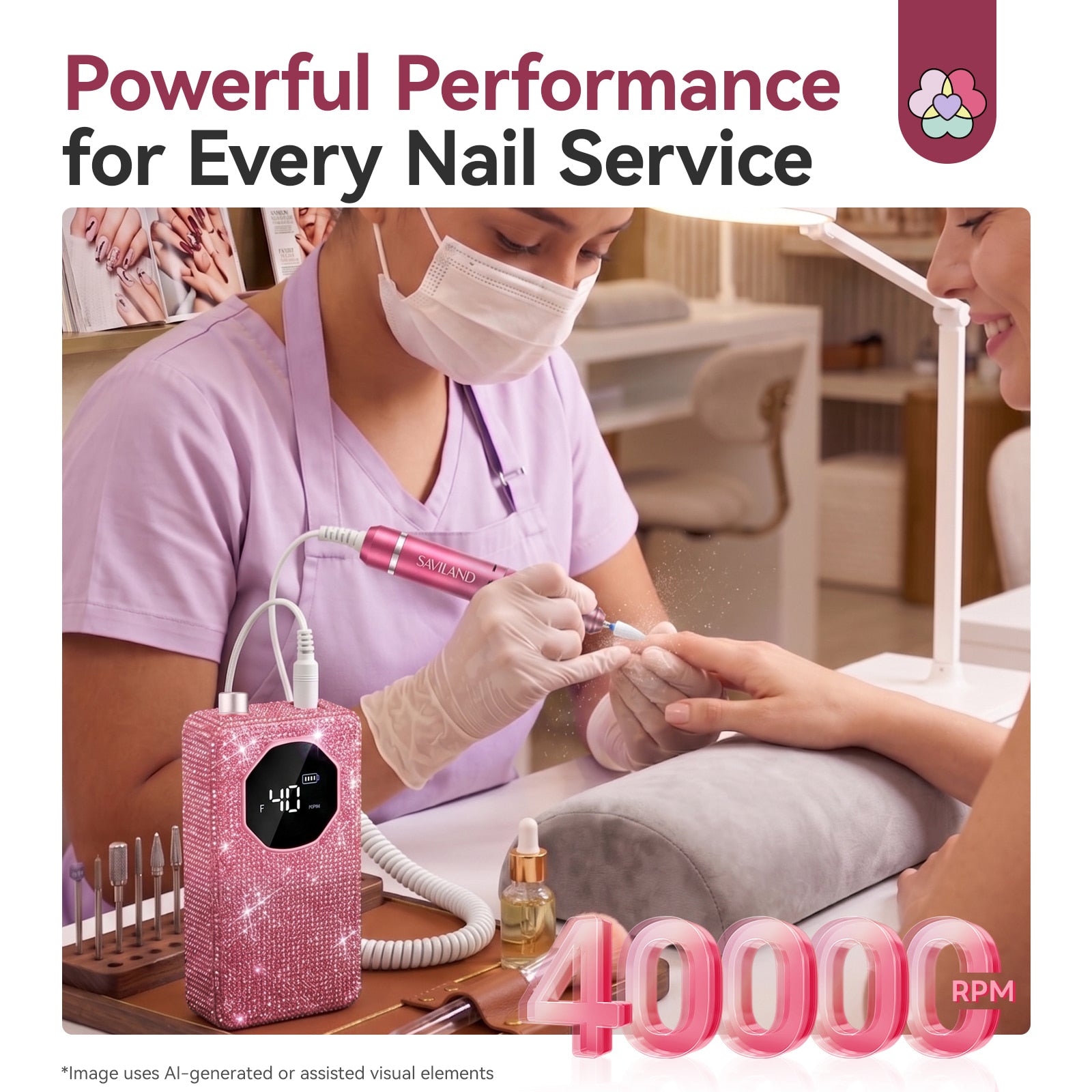 40000RPM Electric Nail Drill for 30S Fast Acrylic Removal