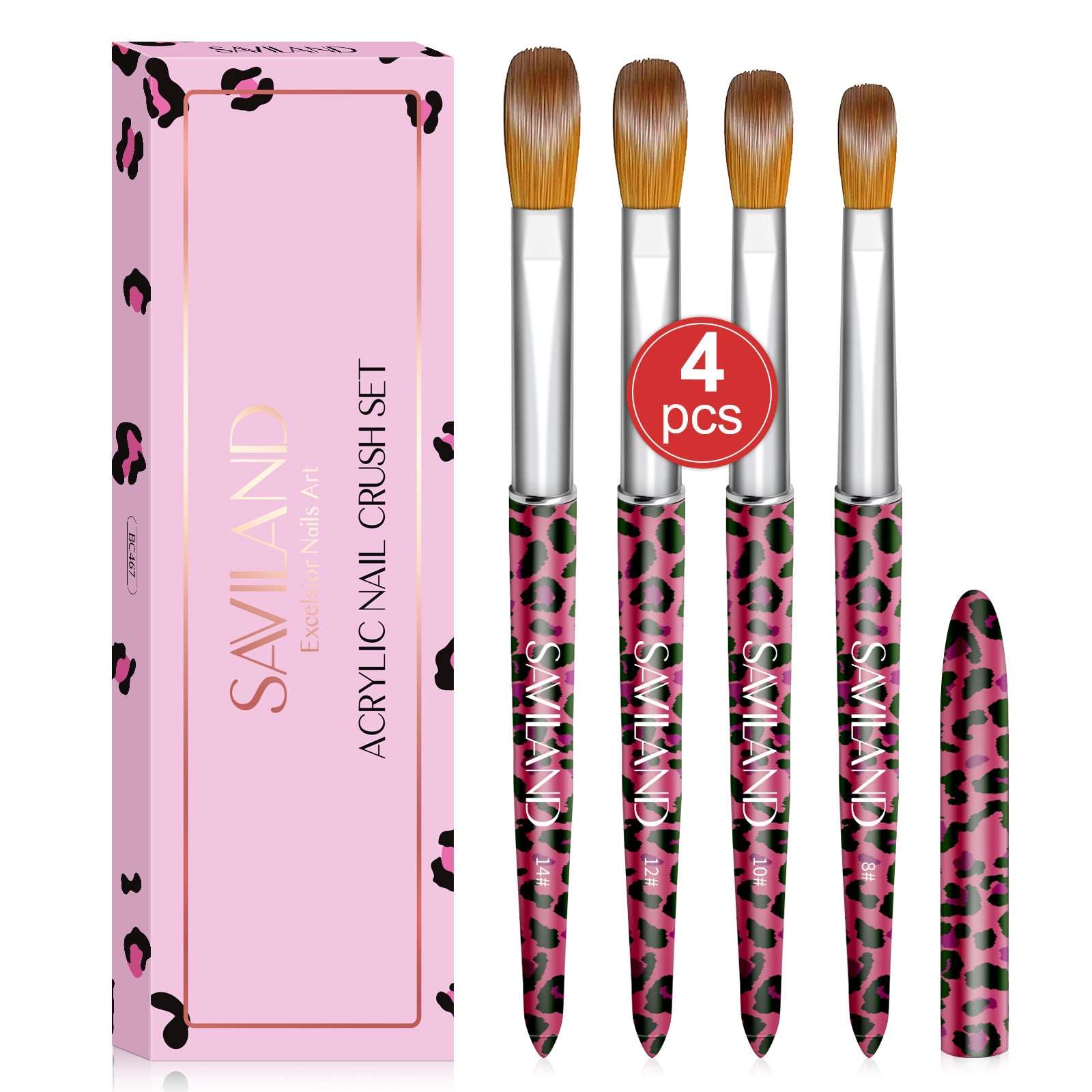 4PCS Acrylic Nail Brush Size 8/10/12/14