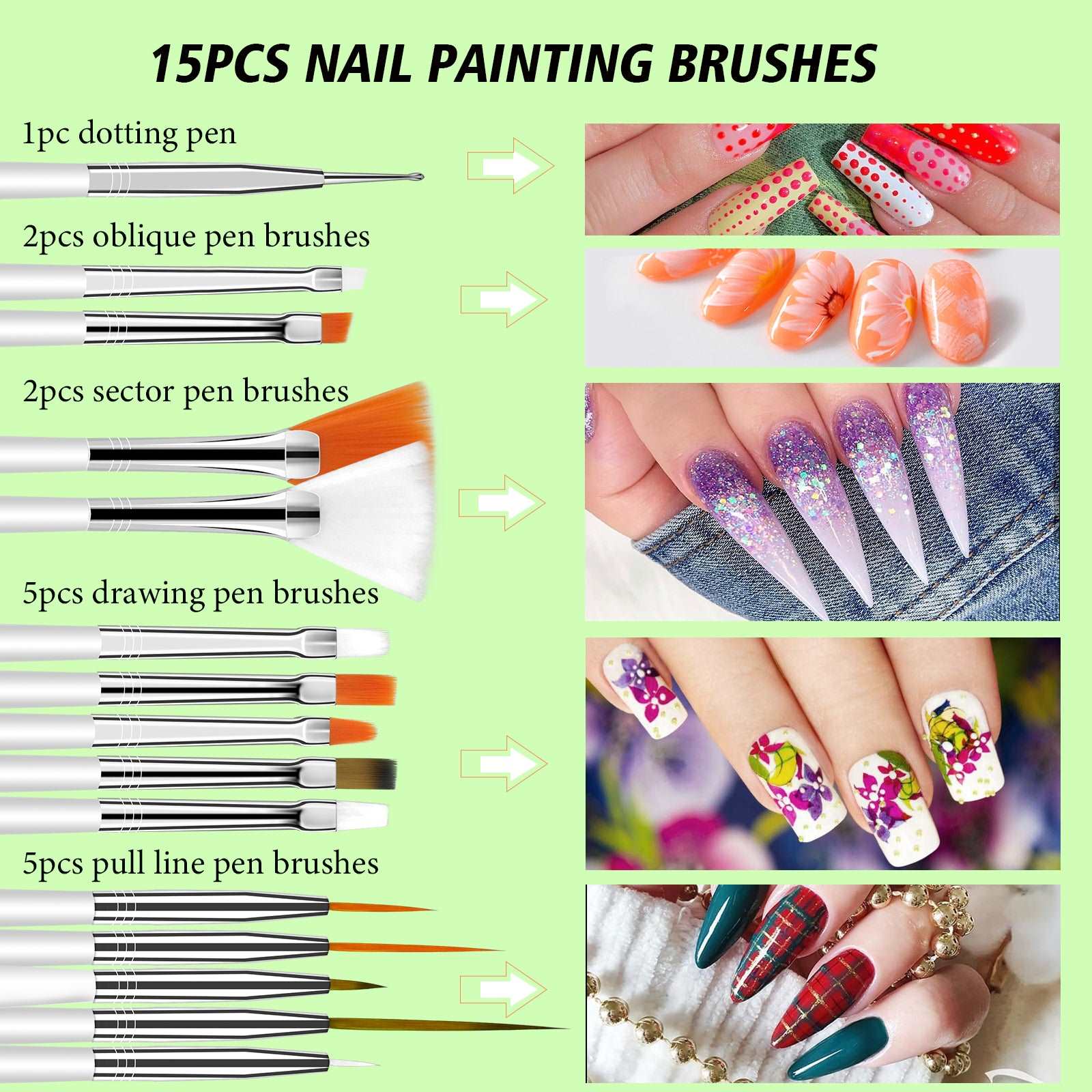 48 Colors Gel Paint Nail Kit - Gel Nail Polish Kit with 15pcs Nail Brush