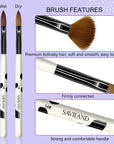 Free 3pcs Acrylic Nail Brush Set Size 8/10/14