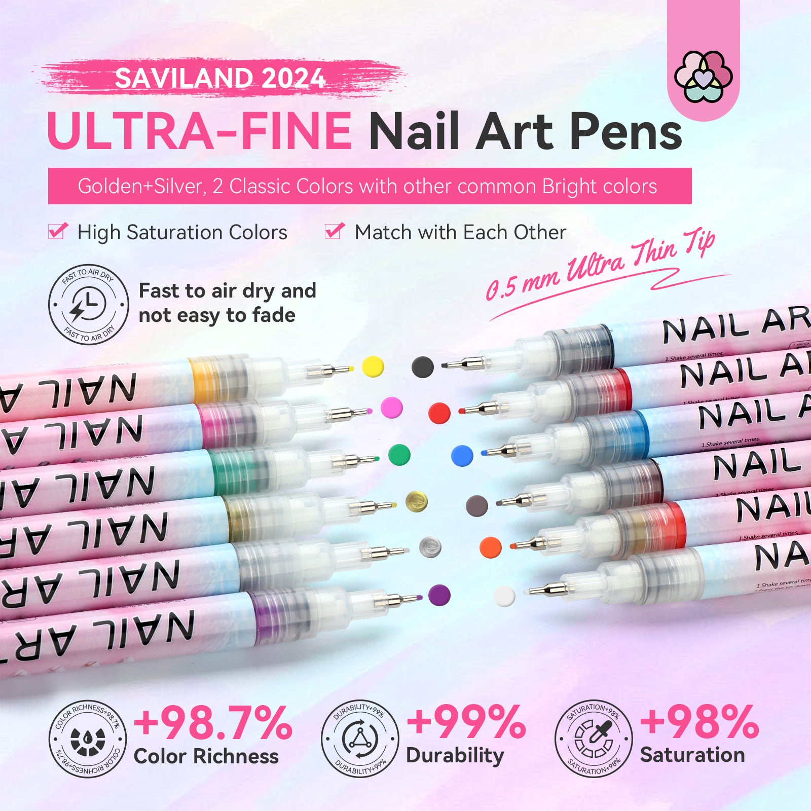 12 Colors 3D Nail Art Pens for Creative Nail Designs (Ships to US Only)