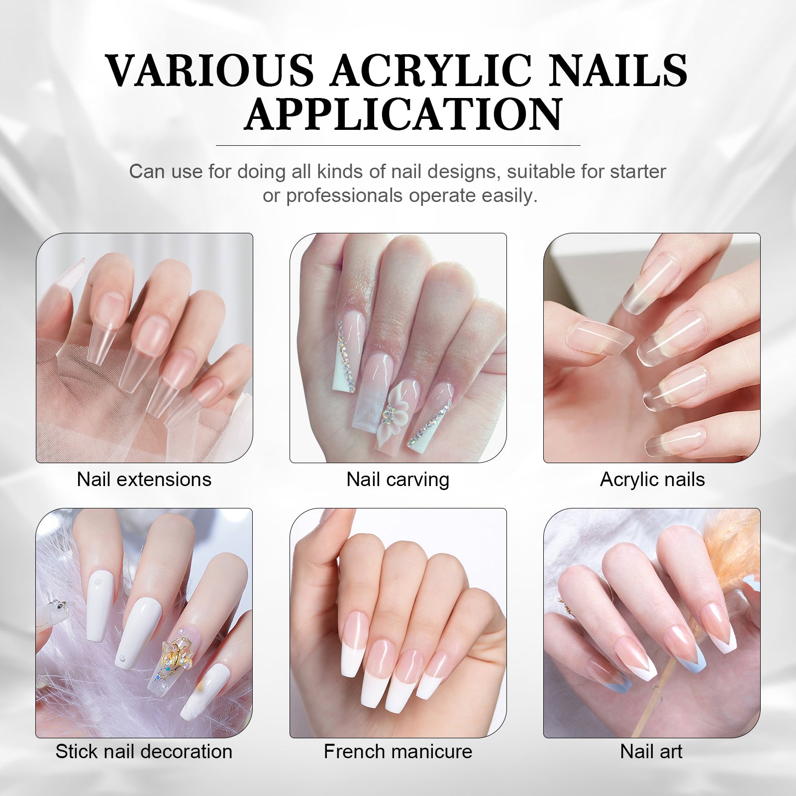 Bubble-Free Clear Acrylic Powder for Long-Lasting Nails