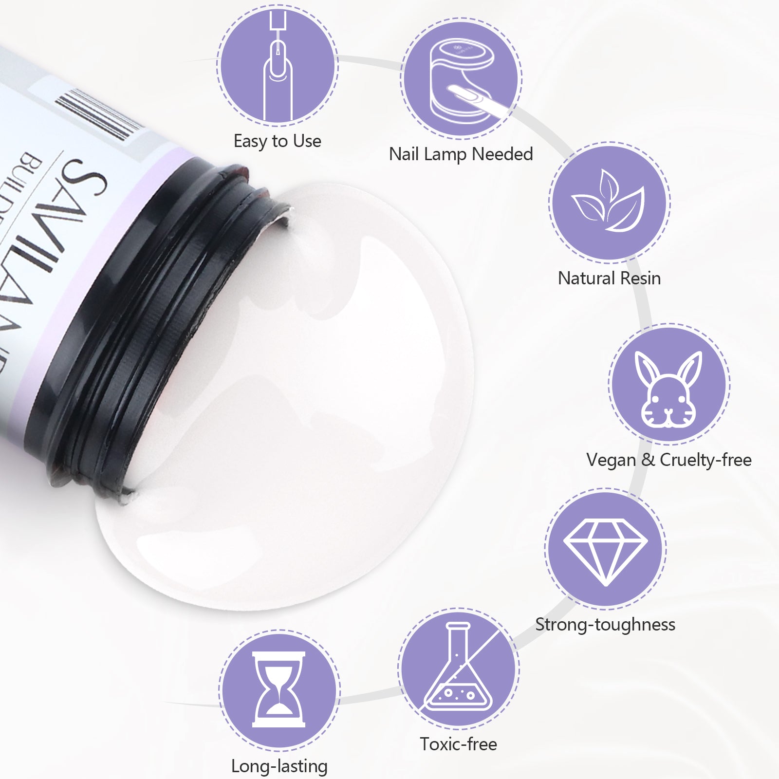White Builder Gel for Strong Nail Extensions &amp; Repair